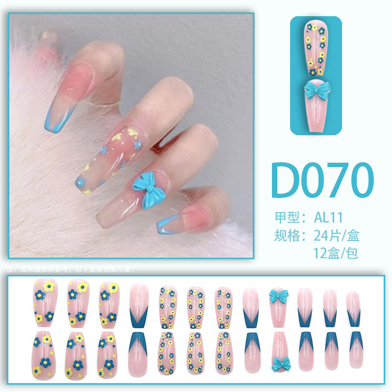 Wearable nails, fake nails, long water drops, European and American manicure, colorful small manicure tools, finished ladder-shaped nails cute cow-liked