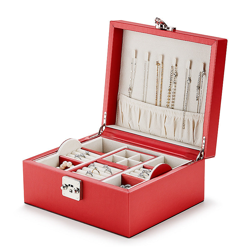 Large-capacity jewelry box European style jewelry box storage box with lock, exquisite jewelry hand jewelry storage box