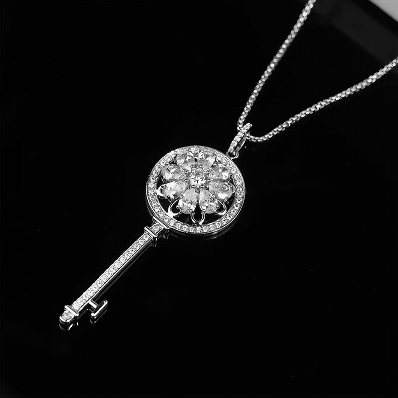 New Happiness Door Key Rotatable Pendant Clavicle Chain Titanium Steel Necklace Women's Non-fading Jewelry