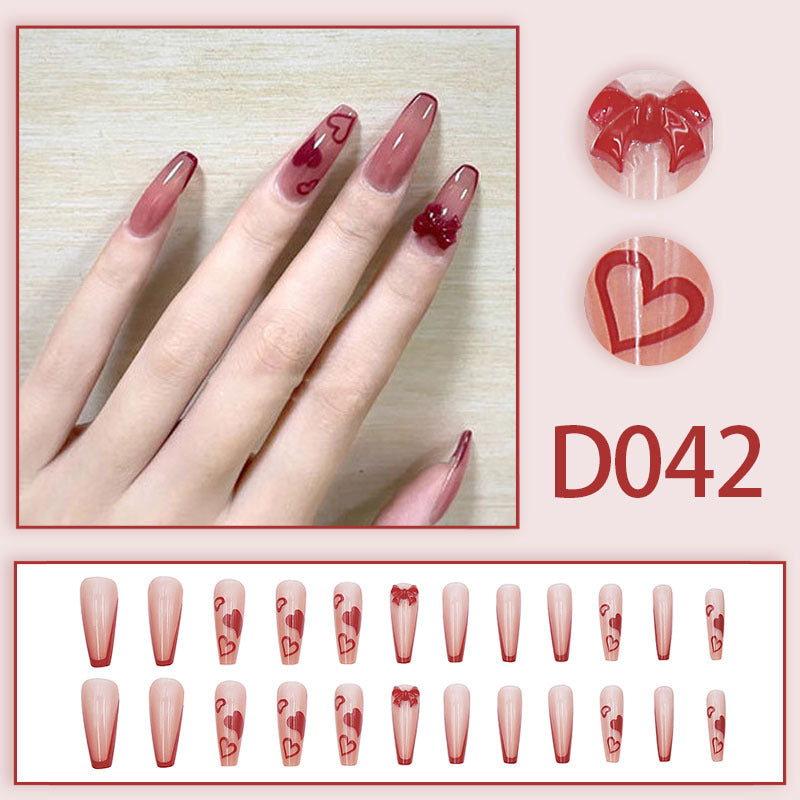 Wearable nails, fake nails, long water drops, European and American manicure, colorful small manicure tools, finished ladder-shaped nails cute cow-liked