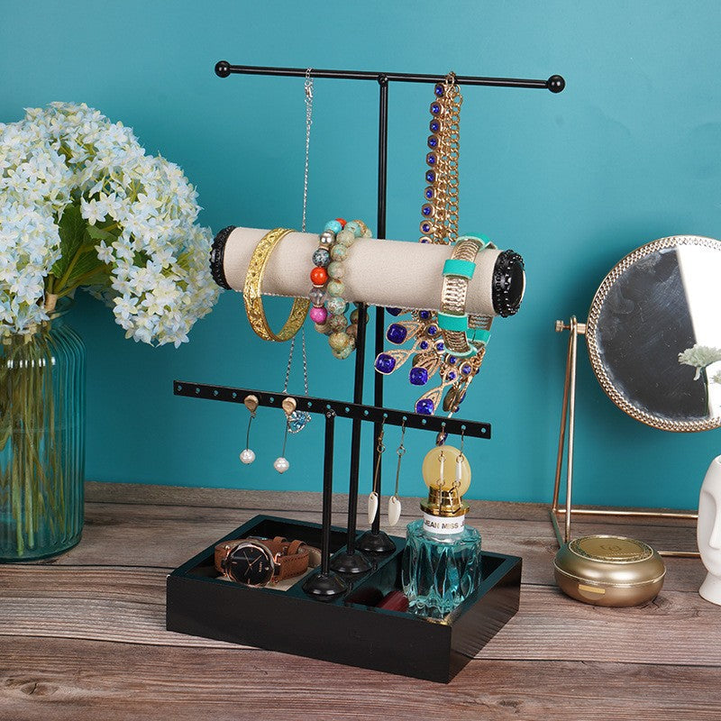 T-shaped 3-tier jewelry display stand jewelry earring rack earring necklace bracelet rack hair hoop storage rack ring detachable