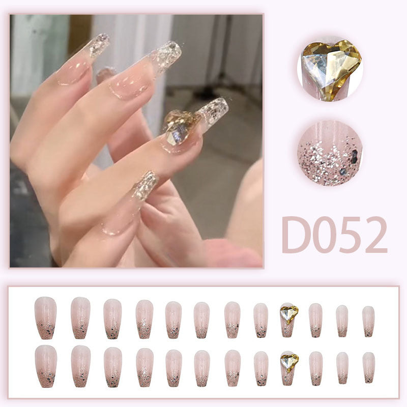 Wearable nails, fake nails, long water drops, European and American manicure, colorful small manicure tools, finished ladder-shaped nails cute cow-liked