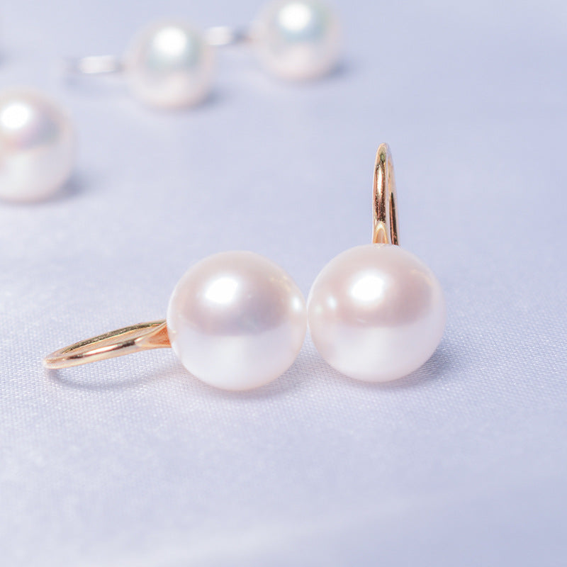 Strong light natural freshwater pearl earrings light luxury temperament 925 sterling silver gold-plated silver high-heeled shoes earhook earrings for women