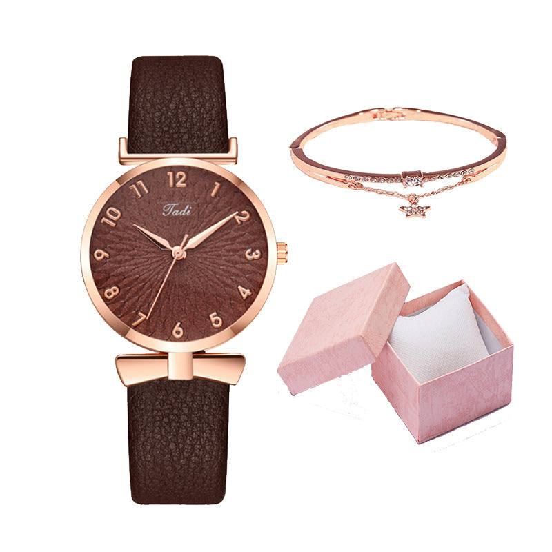 Internet celebrity Douyin starry sky watch ladies fashion trend Korean version simple casual female watch student two-piece gift watch