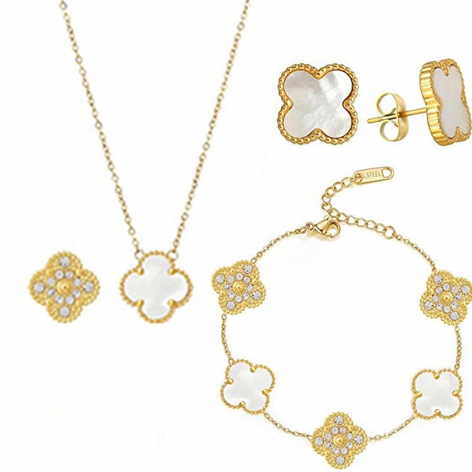 Natural Mother-of-pearl popular five-leaf clover bracelet titanium steel gold-plated 18k diamond double-sided mother-of-pearl bracelet hand jewelry
