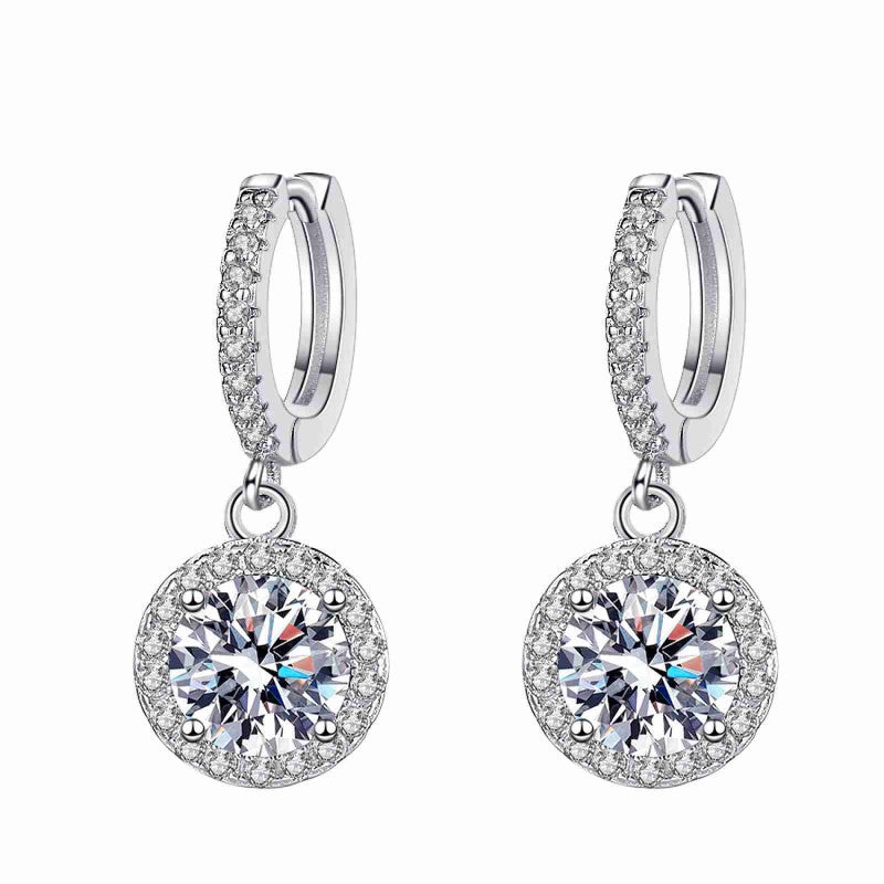 s925 sterling silver earrings moissanite earrings luxury round bag light luxury temperament earrings silver jewelry