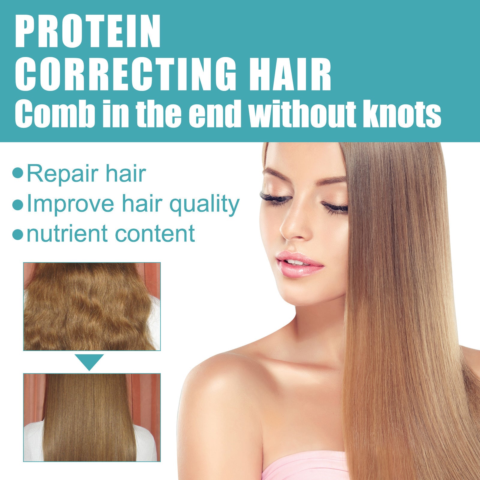 EELHOE Protein Correcting Hair Straightening Cream Smoothes Frizz and Split Ends Repairs Damaged Hair No-Stretch Straightening Care Cream