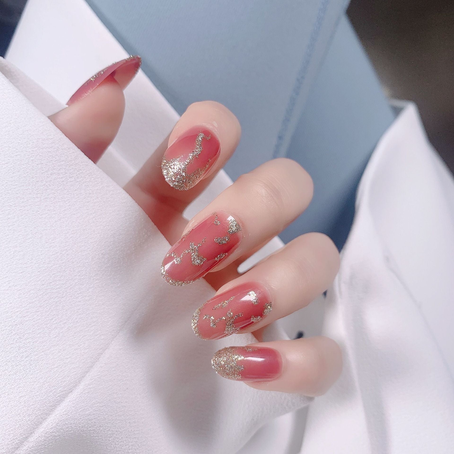 Nail manicure pieces, removable French fake nails, wearable nail pieces, manicure nail patches
