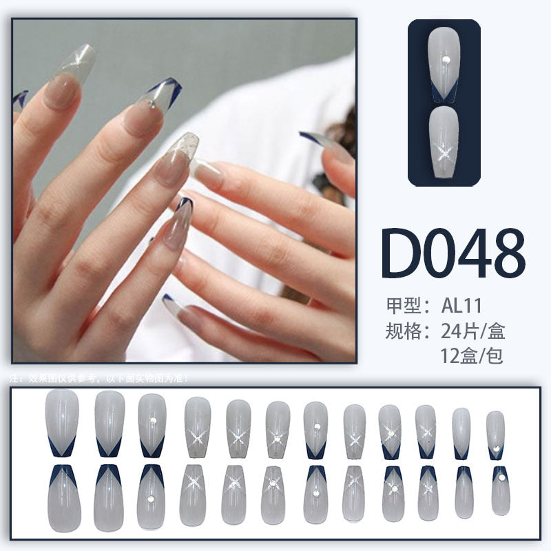 Wearable nails, fake nails, long water drops, European and American manicure, colorful small manicure tools, finished ladder-shaped nails cute cow-liked