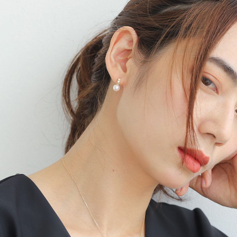 Natural Korean style fashionable fresh Japanese natural seawater pearl earrings summer new style personalized versatile earrings