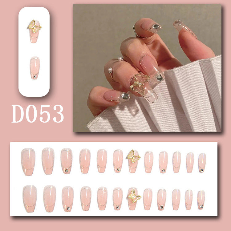 Wearable nails, fake nails, long water drops, European and American manicure, colorful small manicure tools, finished ladder-shaped nails cute cow-liked