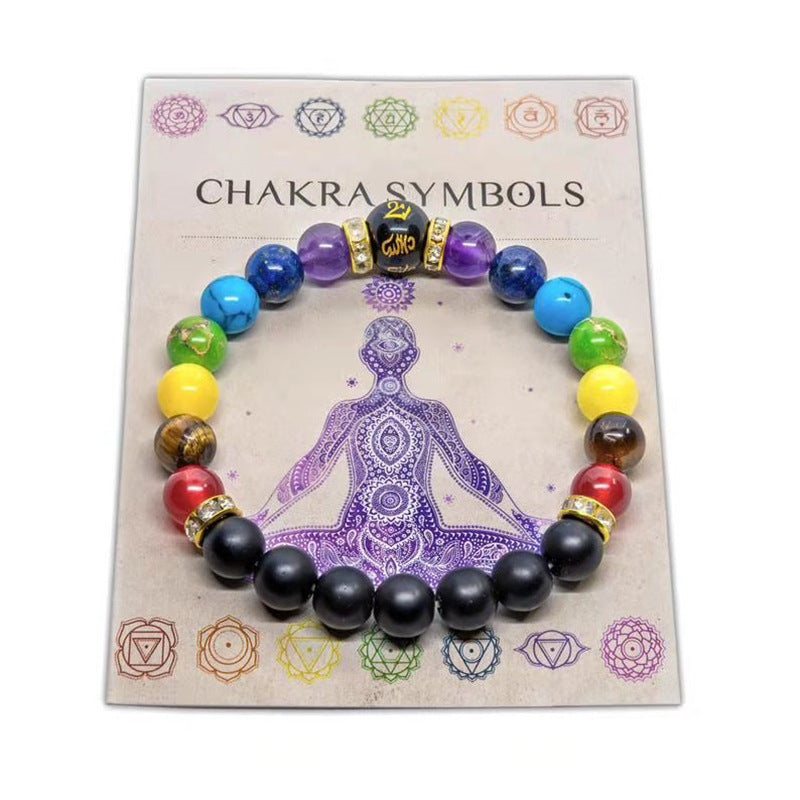 7 Chakra Yoga Fitness Meditation Proverbs Bracelet Women Natural Stone Crystal Bracelet unisex