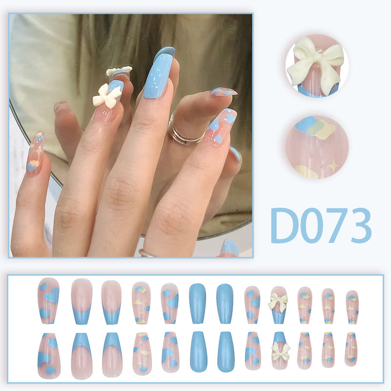 Wearable nails, fake nails, long water drops, European and American manicure, colorful small manicure tools, finished ladder-shaped nails cute cow-liked