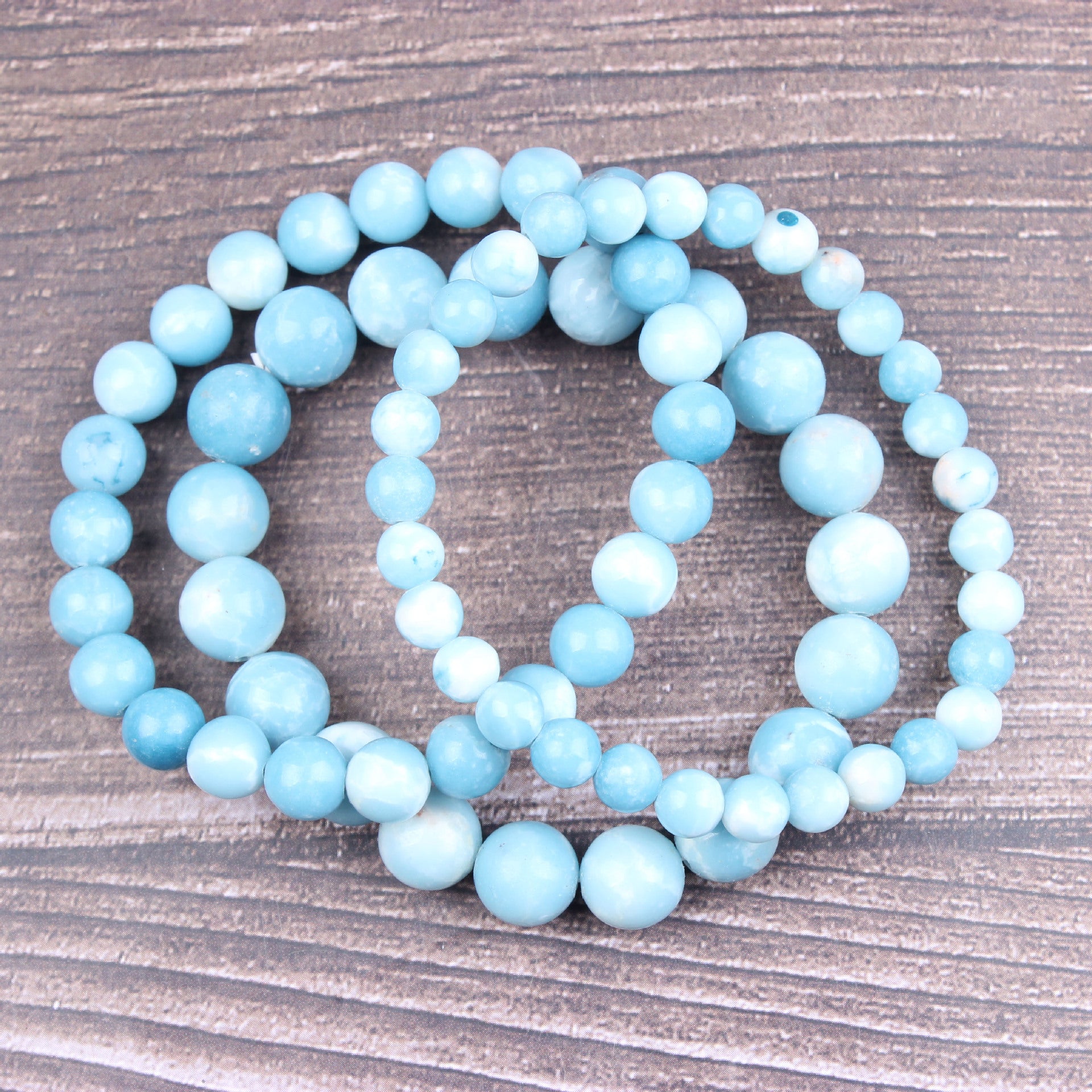 Natural Stone Larimar Bracelet Ethnic Dominican Larimar Bead Jewelry Larimar