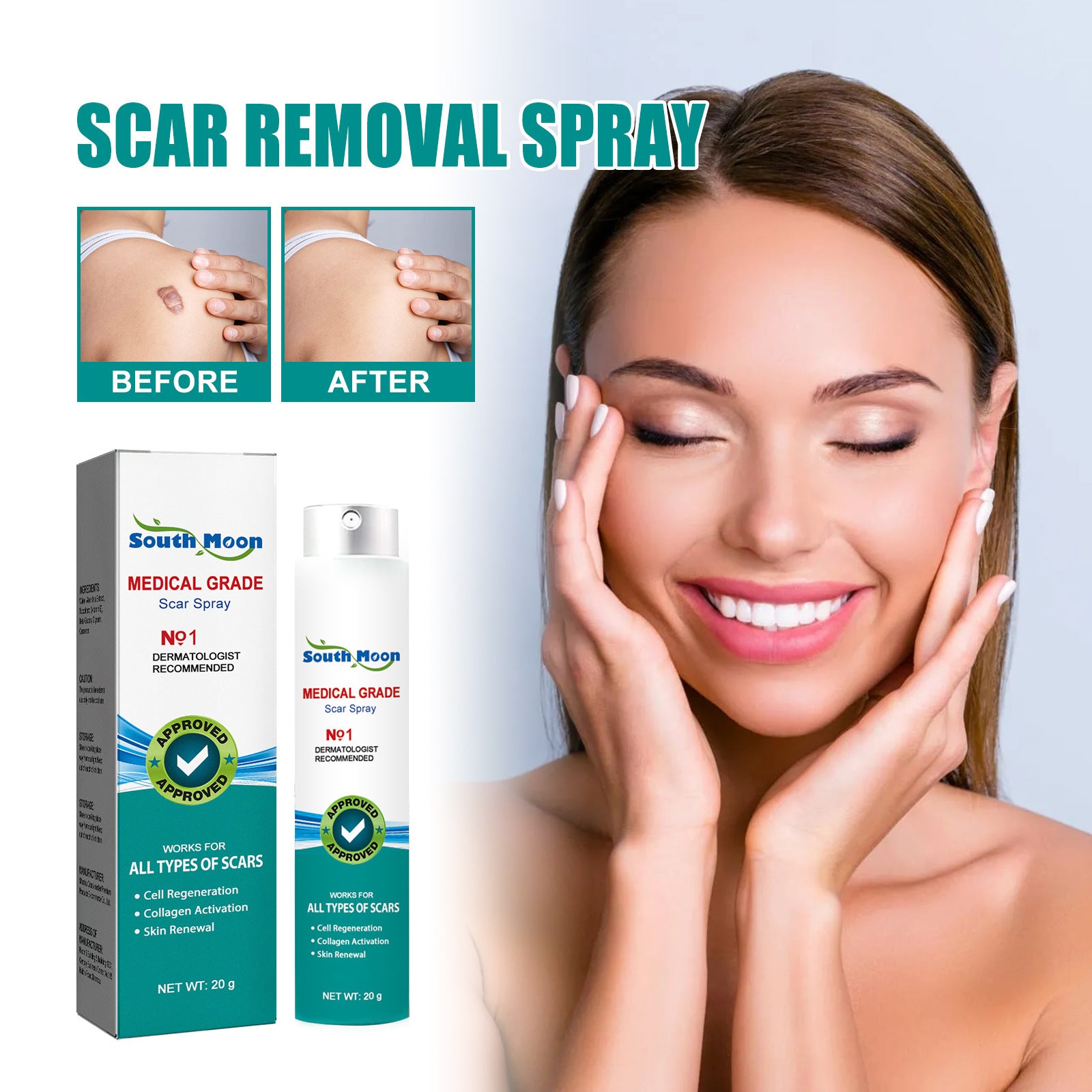 Scar removal Care Spray Lightens Scars Pregnancy and Surgery Scars Smooths Skin Care Spray