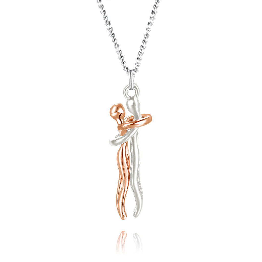 S925 Sterling Silver Couple Necklace Villain Hug Necklace Sterling Silver Pendant Hot Selling Emotional Jewelry