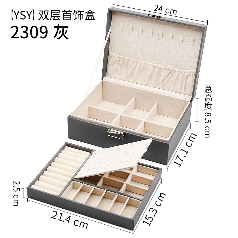 Storage Box Double Leather Jewelry Box Jewelry Storage Box Multifunctional Large Jewelry Box PU Necklace Jewelry Box DQ