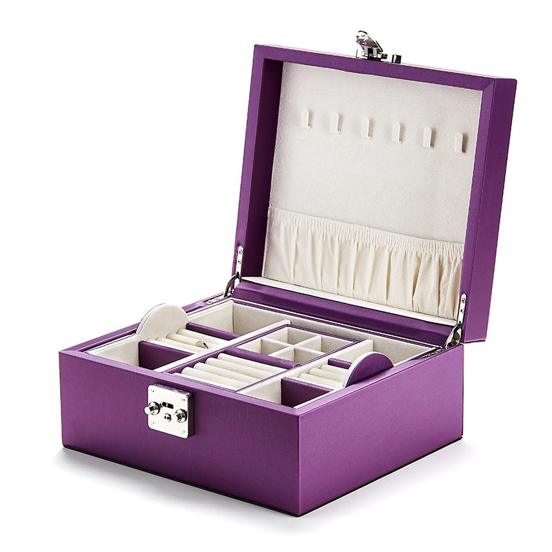 Large-capacity jewelry box European style jewelry box storage box with lock, exquisite jewelry hand jewelry storage box