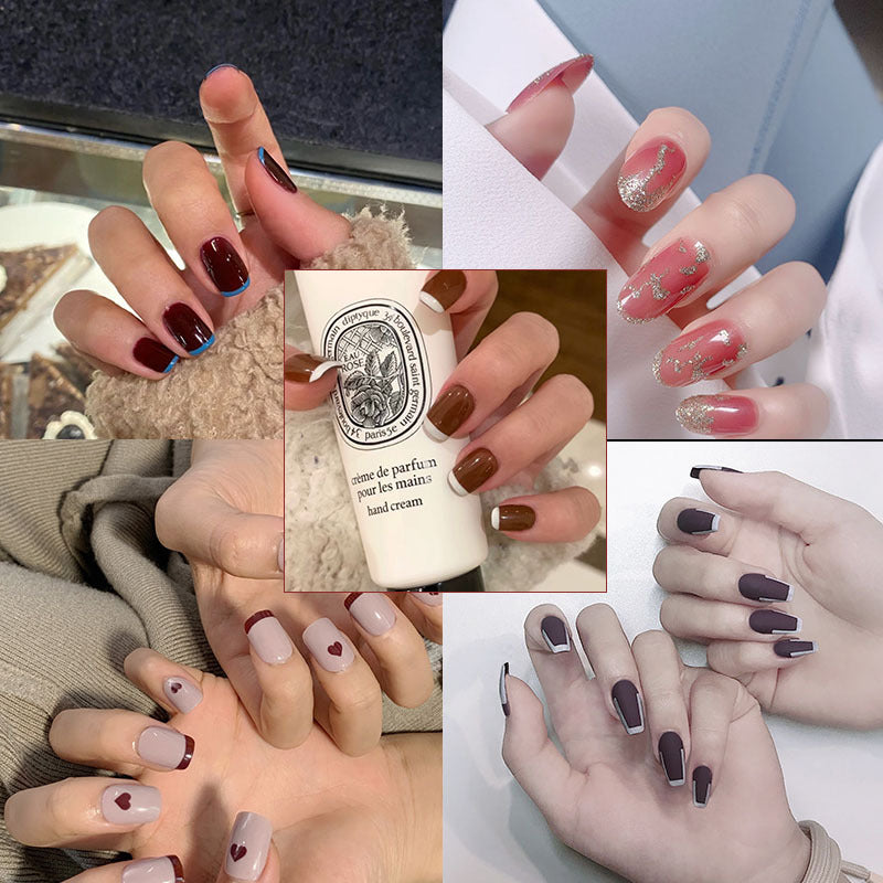 Nail manicure pieces, removable French fake nails, wearable nail pieces, manicure nail patches