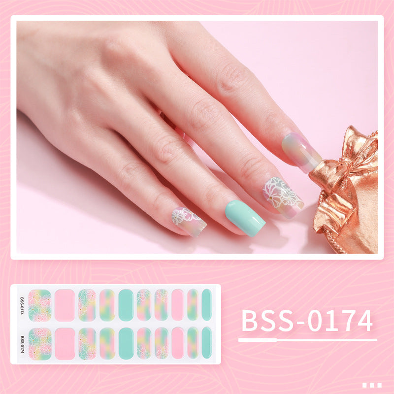 Gel Nail Sticker Waterproof 3D Bronzing Flower UV Phototherapy Semi-curing Nail Sticker