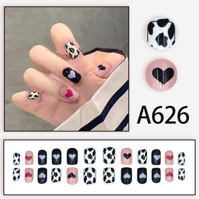 Summer and autumn gentle and simple pure lust style wearable nail patches printed solid color French style removable manicure fake nail patches