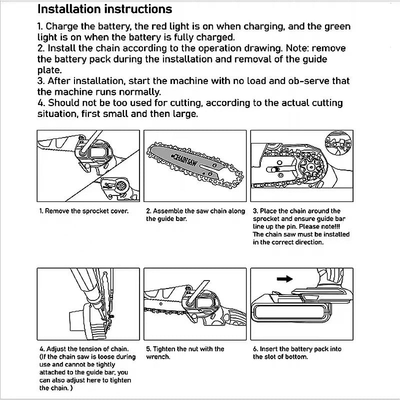 Rechargeable electric 4-inch electric chain saw, small electric saw, woodworking one-hand electric saw, garden logging, mini electric chain saw