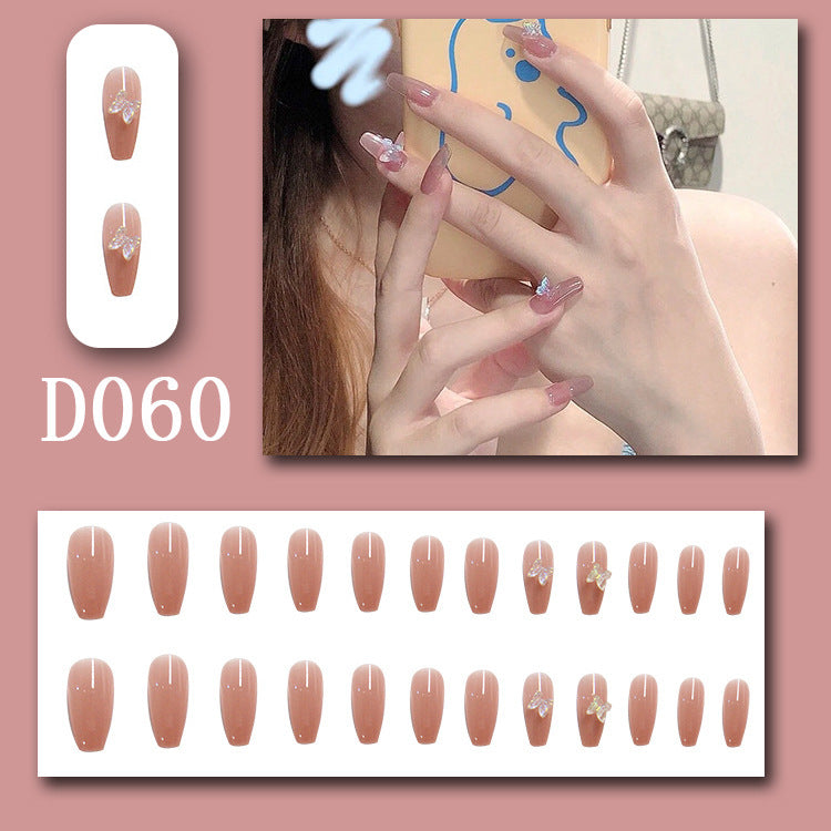 Wearable nails, fake nails, long water drops, European and American manicure, colorful small manicure tools, finished ladder-shaped nails cute cow-liked
