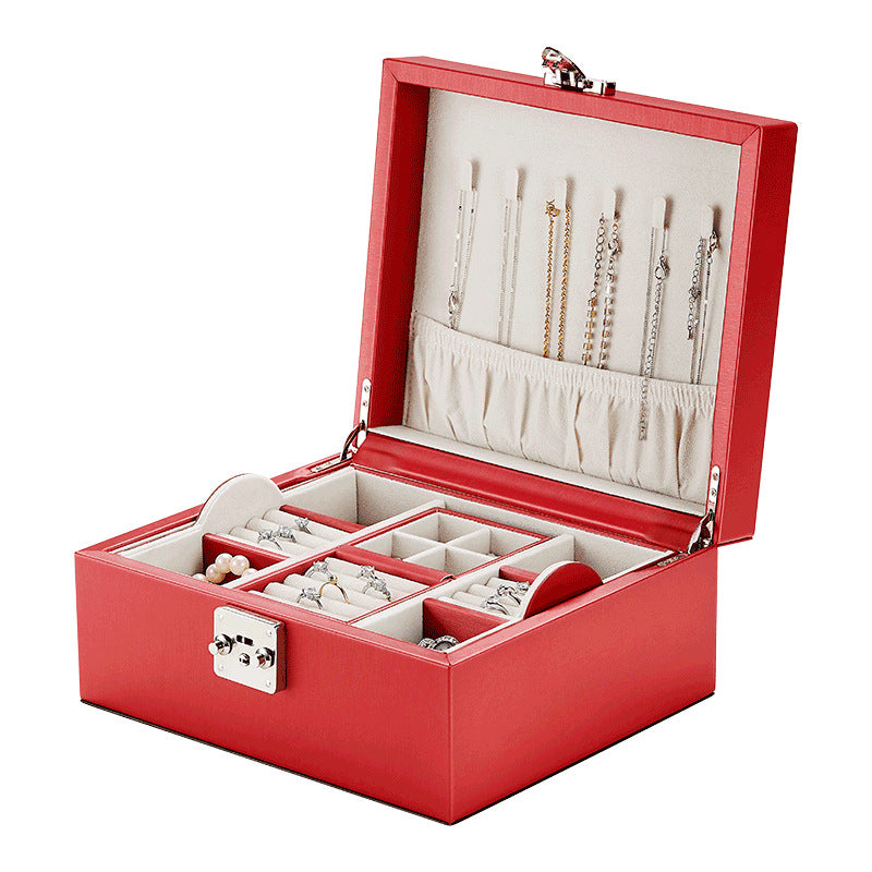 Large-capacity jewelry box European style jewelry box storage box with lock, exquisite jewelry hand jewelry storage box