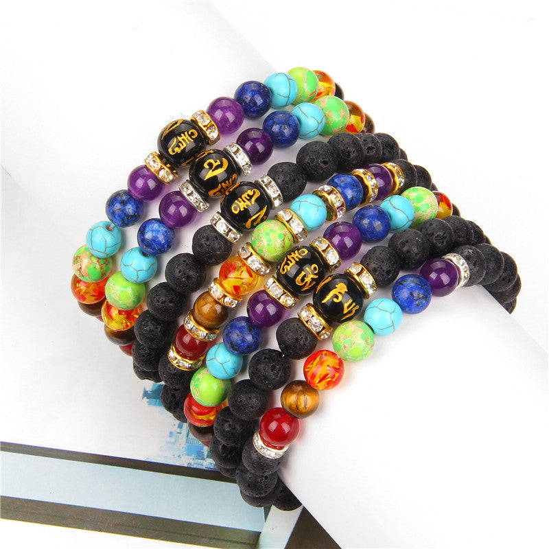 7 Chakra Yoga Fitness Meditation Proverbs Bracelet Women Natural Stone Crystal Bracelet unisex