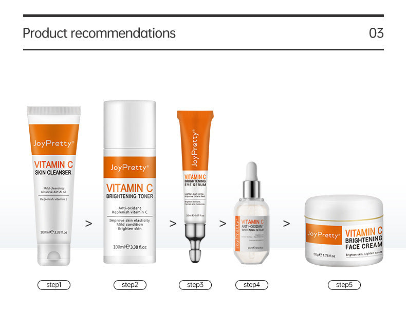 Cream Vitamin C Set Vitamin C Cream Brightening Set Box Hydrating Moisturizing 5-Piece Facial Skin Care Set Spot