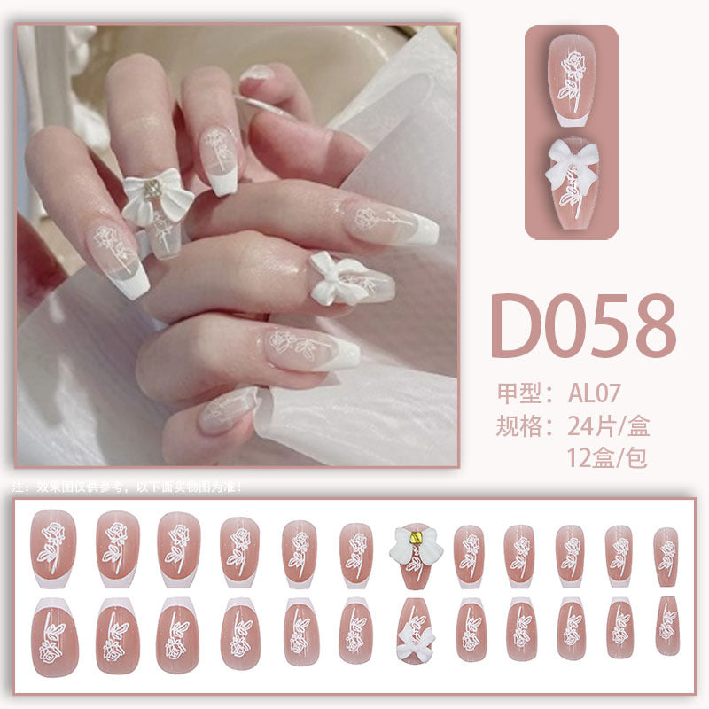 Wearable nails, fake nails, long water drops, European and American manicure, colorful small manicure tools, finished ladder-shaped nails cute cow-liked