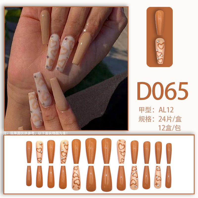 Wearable nails, fake nails, long water drops, European and American manicure, colorful small manicure tools, finished ladder-shaped nails cute cow-liked