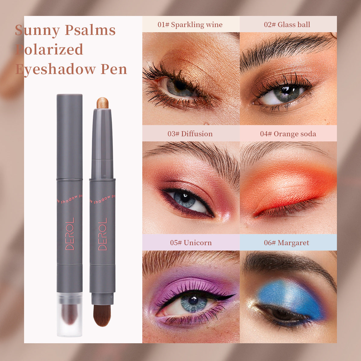 Lazy eye shadow stick double-headed rotatable with brush head not easy to smudge colored soft waxy pearlescent eye shadow