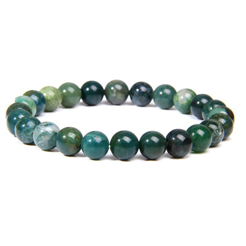 Natural Stone explosion models 8mm natural stone bead bracelet male white turquoise elastic bracelet