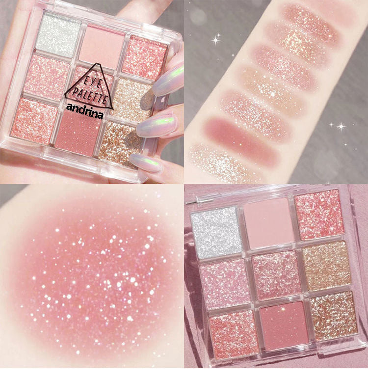 Eye shadow earth color beauty makeup cosmetics nine-colors sparkling pearlescent matte eye shadow palettes