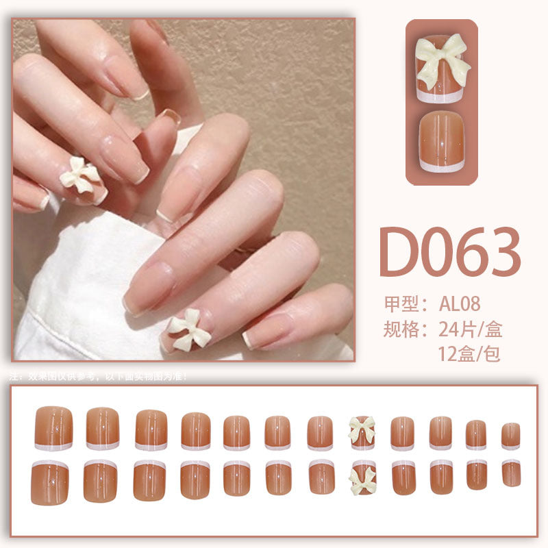 Wearable nails, fake nails, long water drops, European and American manicure, colorful small manicure tools, finished ladder-shaped nails cute cow-liked