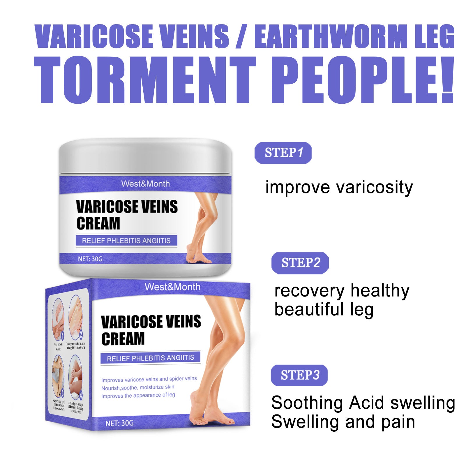 Cream vein cream earthworm leg blue veins bulge relieves pain red blood silk repair cream moisturizes legs