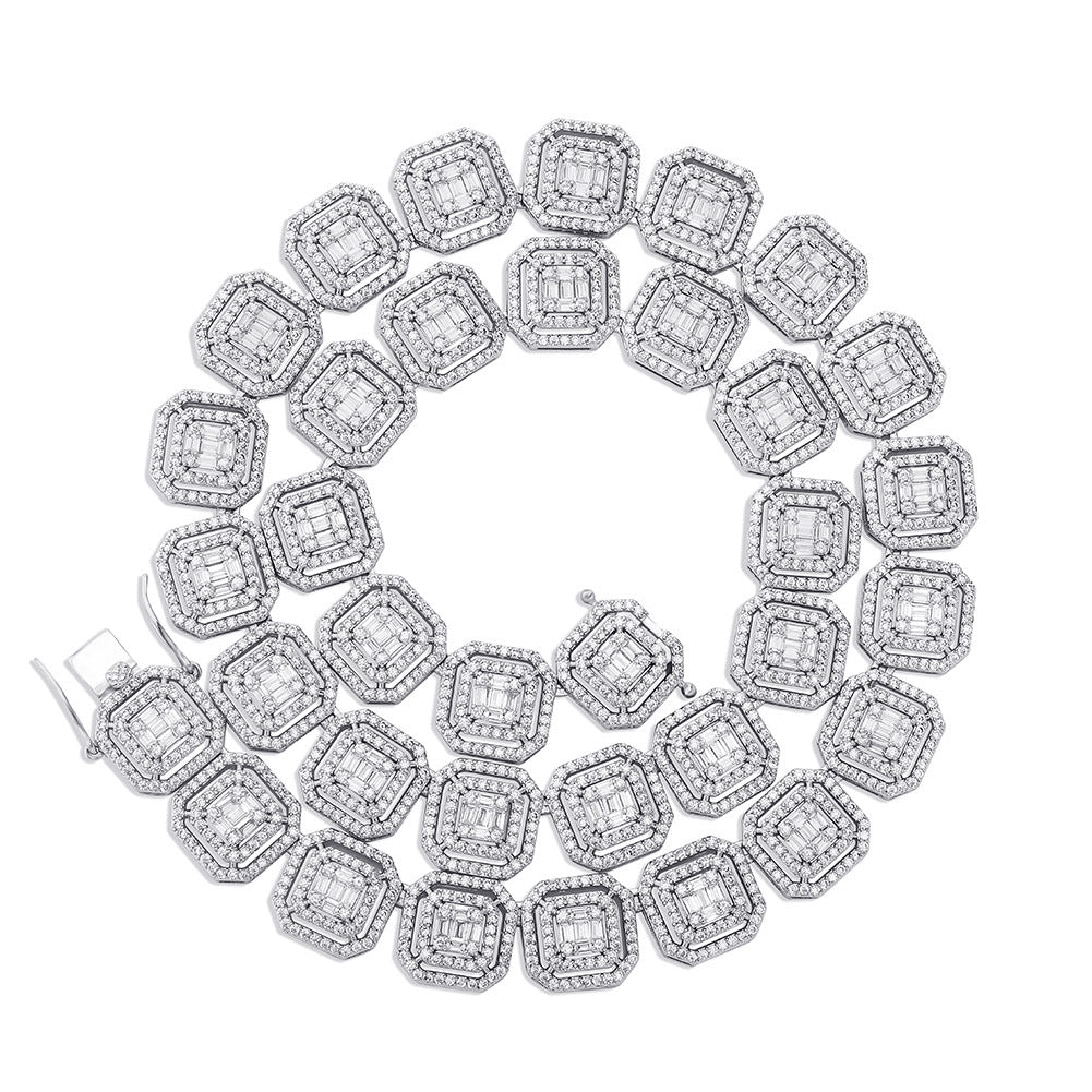 zircon hip hop necklace 13mm trapezoidal zircon simple trend retro style jewelry