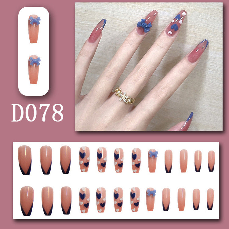 Wearable nails, fake nails, long water drops, European and American manicure, colorful small manicure tools, finished ladder-shaped nails cute cow-liked