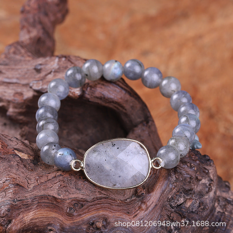 Natural Stone High-end women's bracelet natural glitter stone labradorite elastic bracelet jewelry