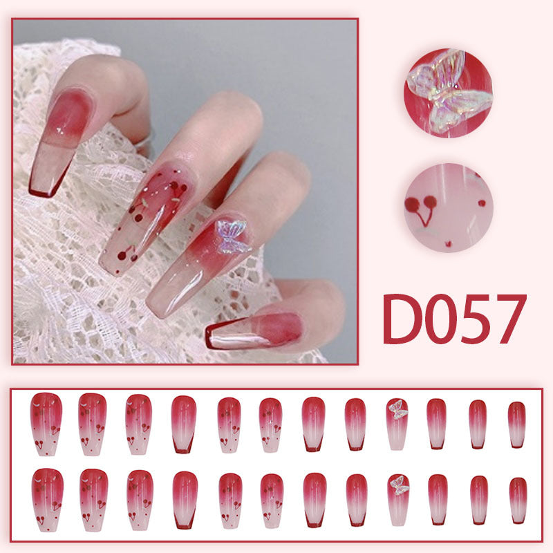 Wearable nails, fake nails, long water drops, European and American manicure, colorful small manicure tools, finished ladder-shaped nails cute cow-liked