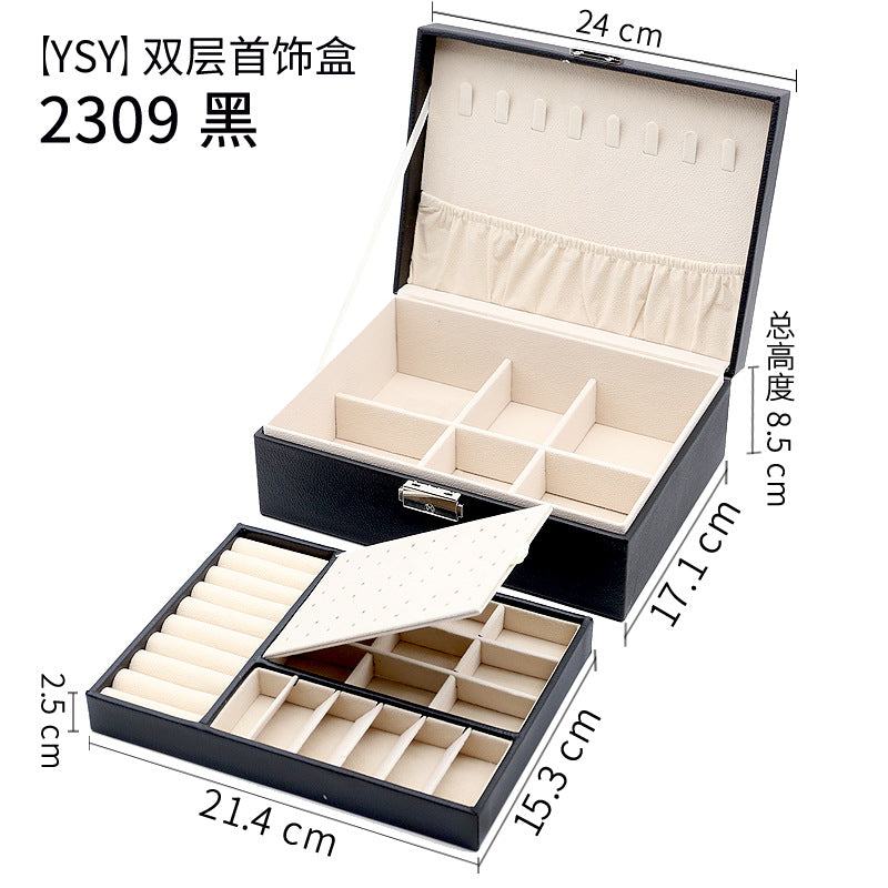 Storage Box Double Leather Jewelry Box Jewelry Storage Box Multifunctional Large Jewelry Box PU Necklace Jewelry Box DQ