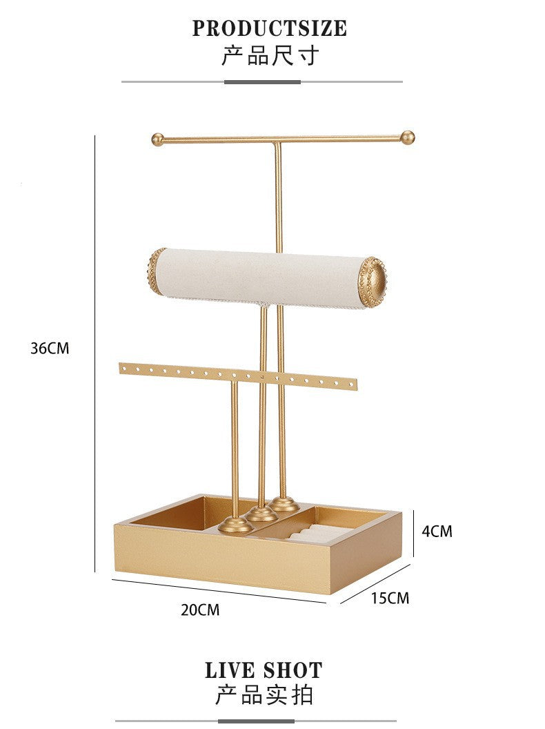 T-shaped 3-tier jewelry display stand jewelry earring rack earring necklace bracelet rack hair hoop storage rack ring detachable