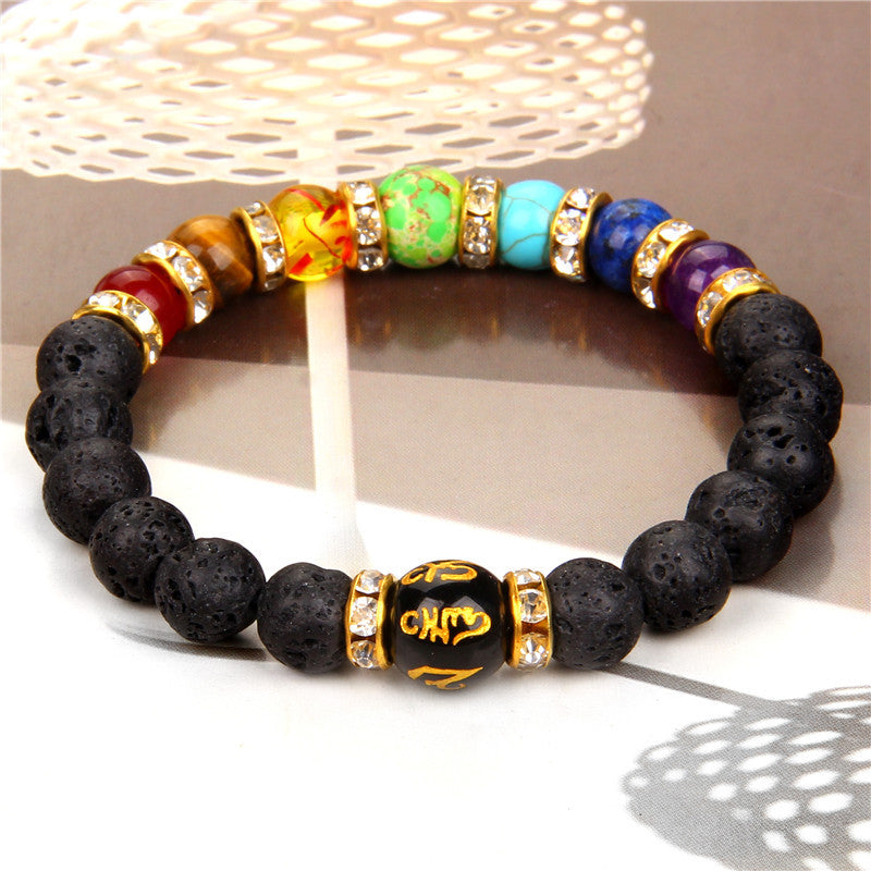 7 Chakra Yoga Fitness Meditation Proverbs Bracelet Women Natural Stone Crystal Bracelet unisex