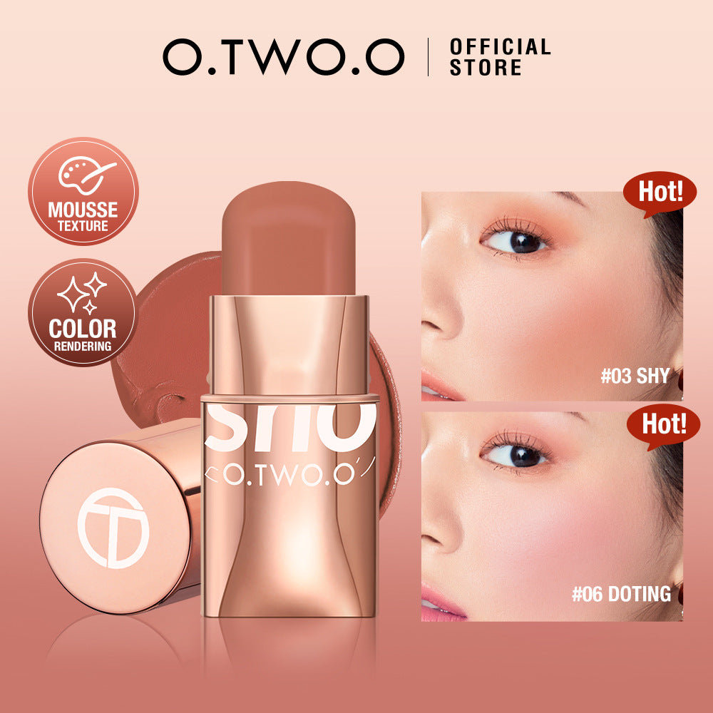 O.TWO.O Vitality and smooth blush cream, repairing, brightening, natural nude makeup blush stick, cheek, lip, eyeshadow