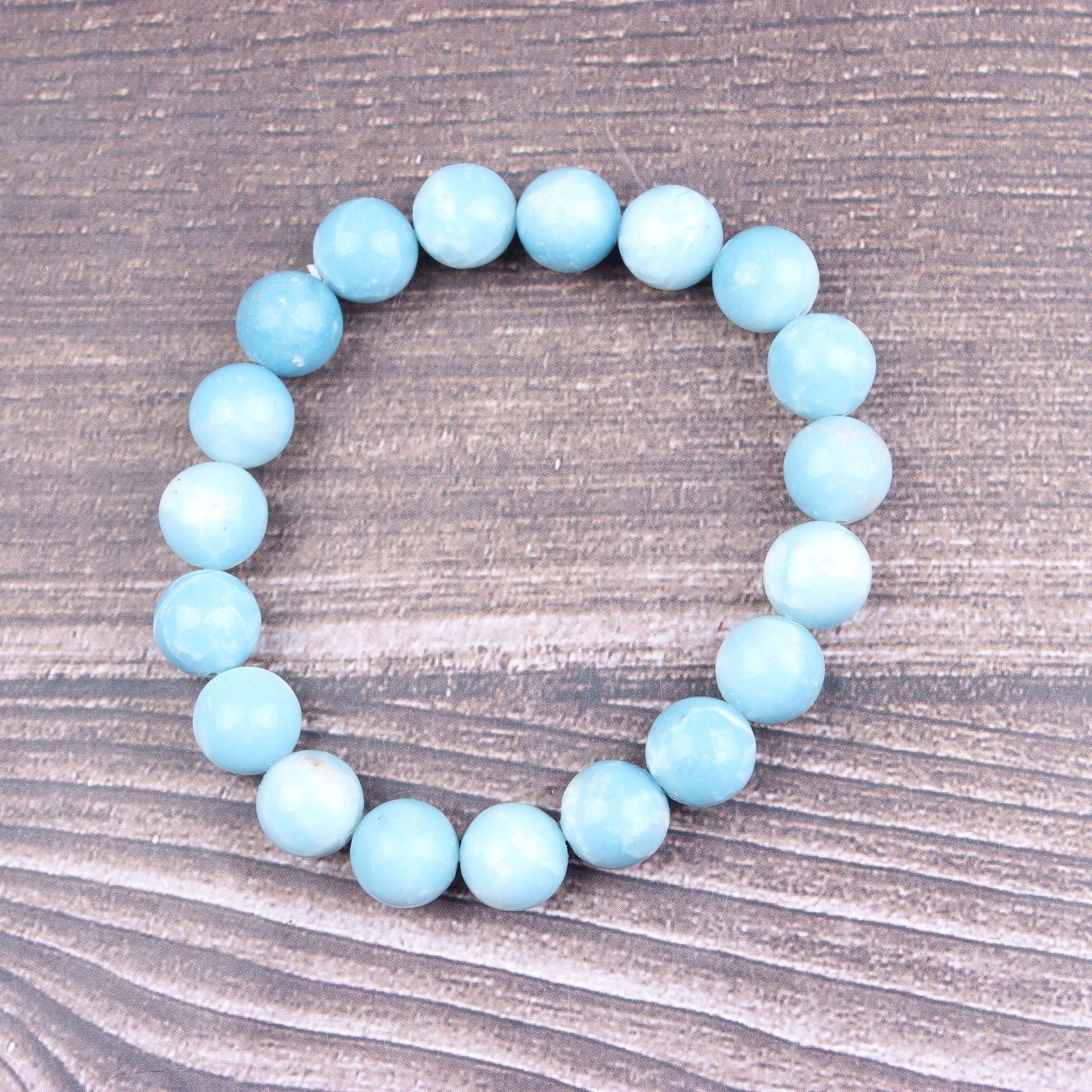 Natural Stone Larimar Bracelet Ethnic Dominican Larimar Bead Jewelry Larimar