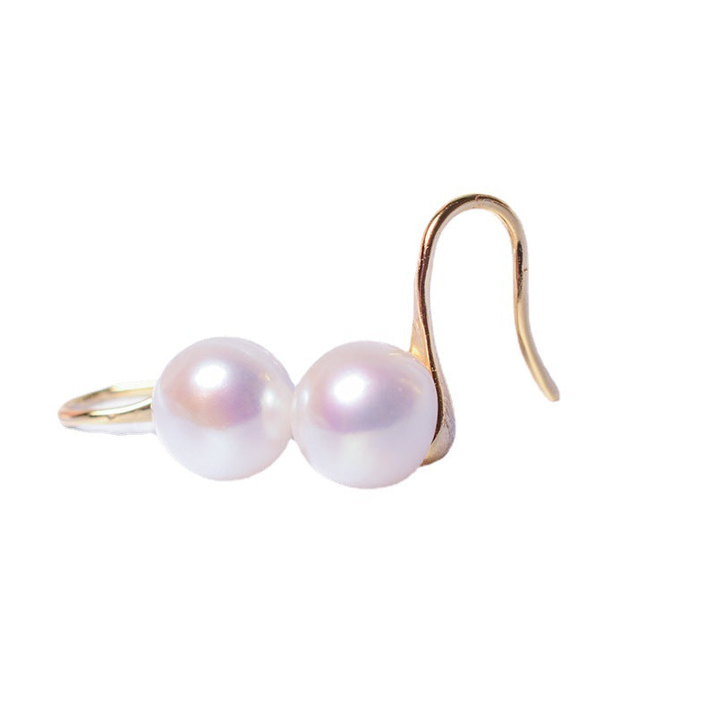 Strong light natural freshwater pearl earrings light luxury temperament 925 sterling silver gold-plated silver high-heeled shoes earhook earrings for women