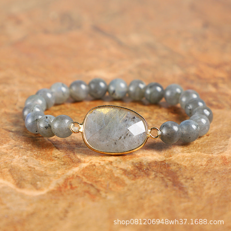 Natural Stone High-end women's bracelet natural glitter stone labradorite elastic bracelet jewelry