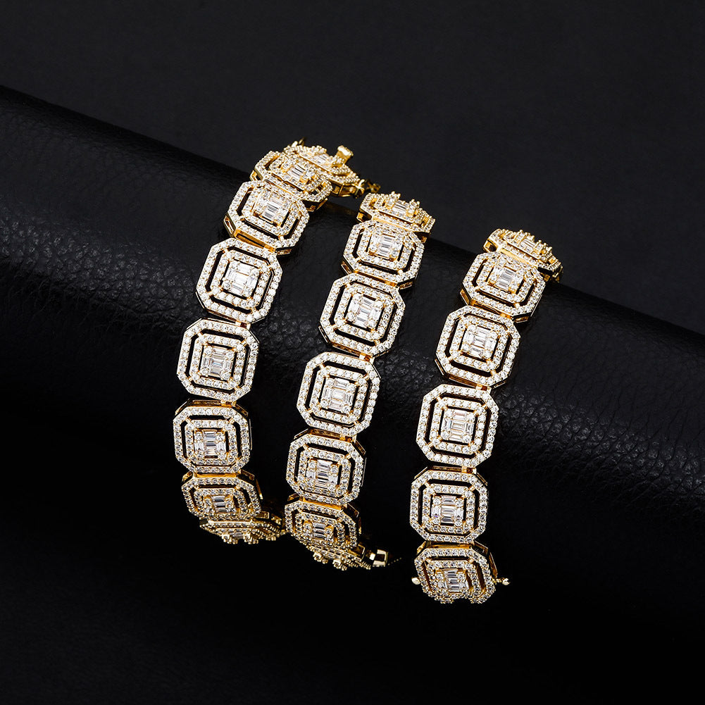 zircon hip hop necklace 13mm trapezoidal zircon simple trend retro style jewelry