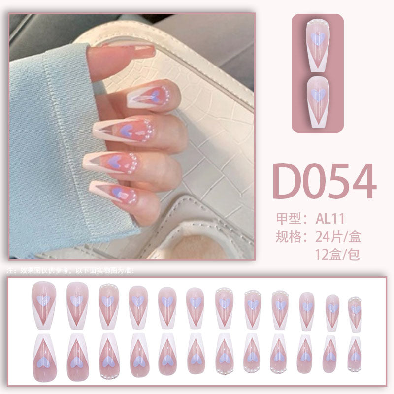 Wearable nails, fake nails, long water drops, European and American manicure, colorful small manicure tools, finished ladder-shaped nails cute cow-liked